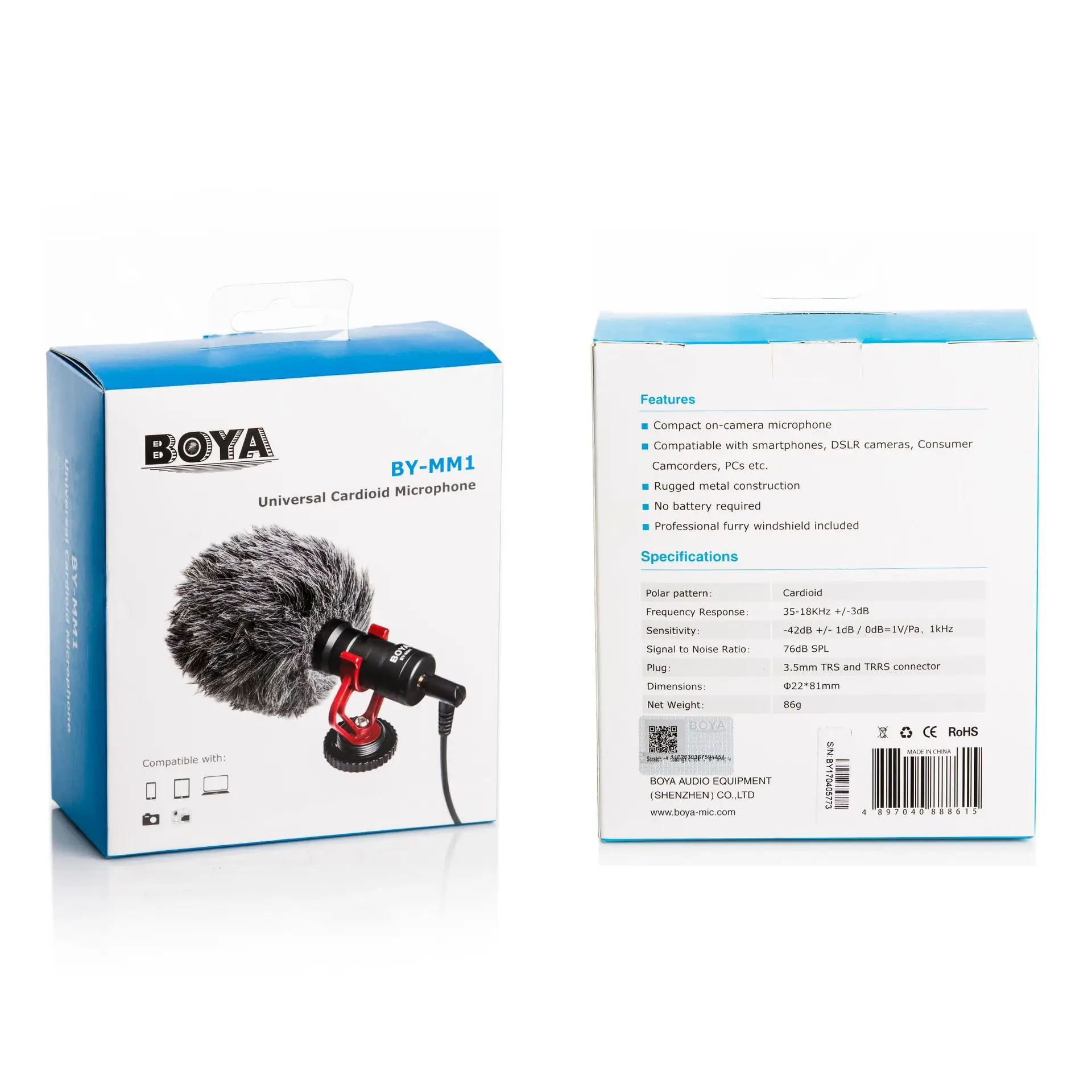 BOYA BY-MM1 3.5mm Clip-on Video microphone Mini Audio Collar Condenser Lapel Mic For Insta360 X4 /ONE X3 X2 ONE Rs Accessories