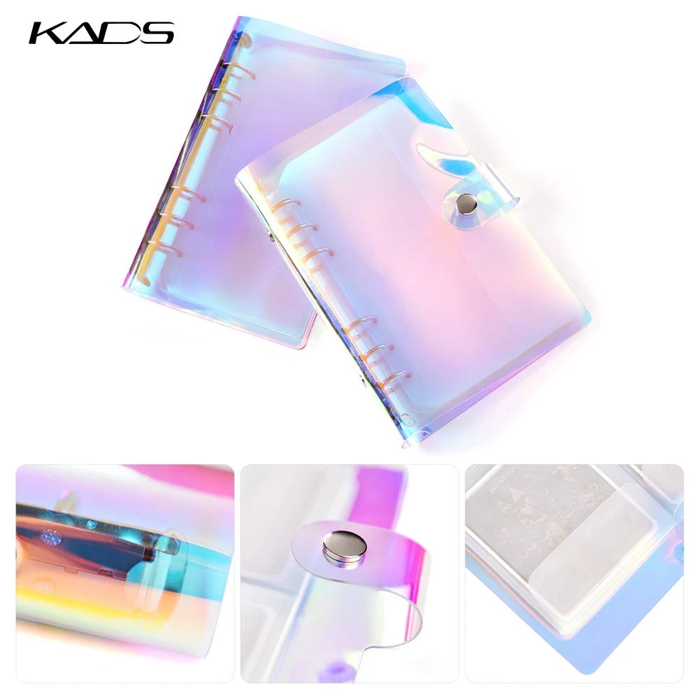 KADS Nail Art Stamping Plate Holder Storage High Laser Nail Plate Organizer Empty Case for 32 Pieces Round 7*8 CM Stamp Template