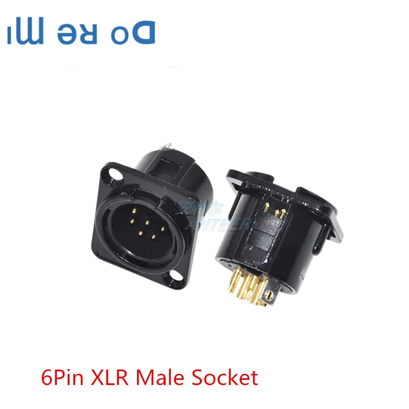 6Pin XLR Male / Female Panel Mount XLR Plug Jack Socket Microphone MIC Cable Terminal XLR Chassis Wire Connector