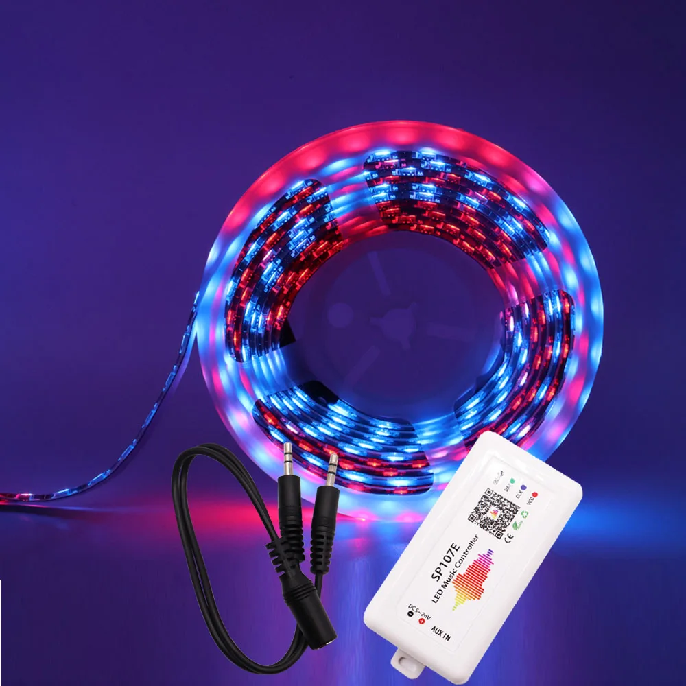 Tira de luces LED RGB WS2815 (WS2812B WS2813 actualizada), SP107E, Kit de Controlador Led RGB de música con Bluetooth, CC de 12V