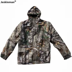 Winter Fishing Waterproof  Coat Tree Bionic Camouflage Hunting Hooded Jacket Keep-Warm Thicken Fleece Cotton Sniper Clothes