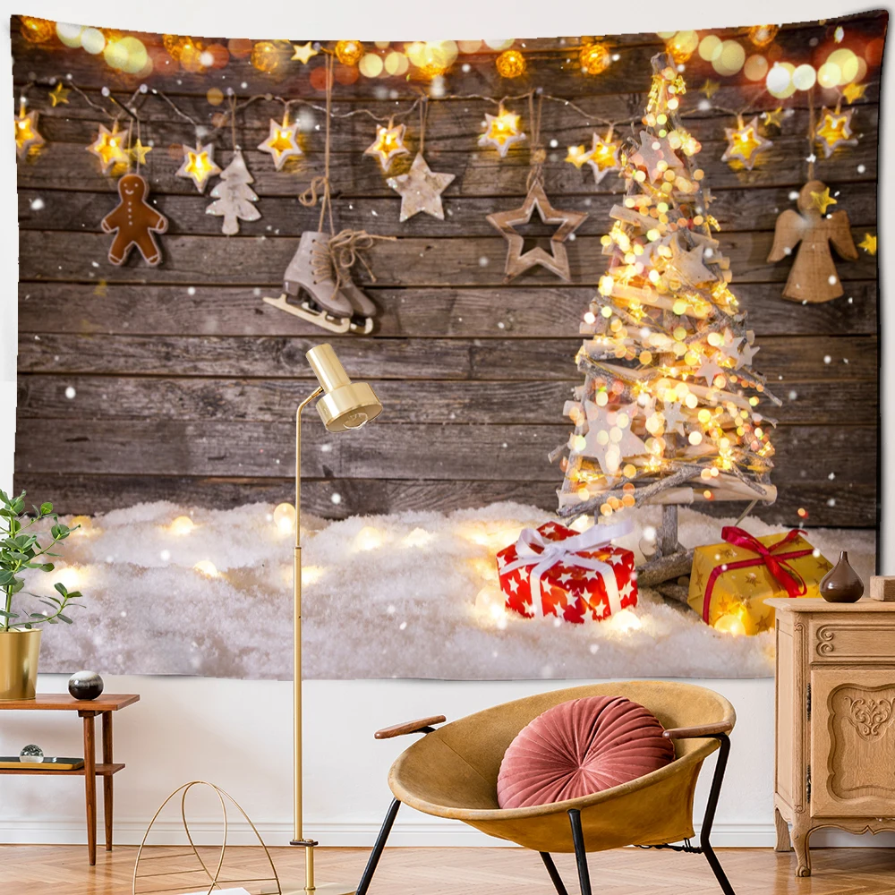 2021 Christmas Tree Printing Tapestry Wall Hanging Background Cloth Decoration Polyester Home Room Wall Decor