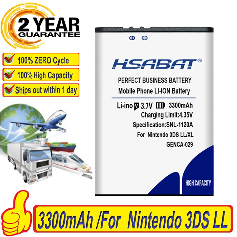 HSABAT 3300mAh Battery For Nintendo 3DS LL for Nintendo 3DS XL