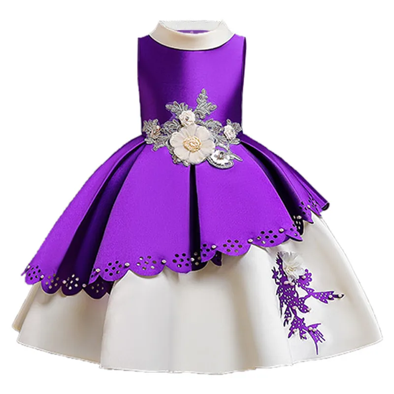 2021 Bridesmaid Dress Girls Embroidery Kids Dresses For Girls Costumes Elegant Party Princess Dress New Year Children clothing