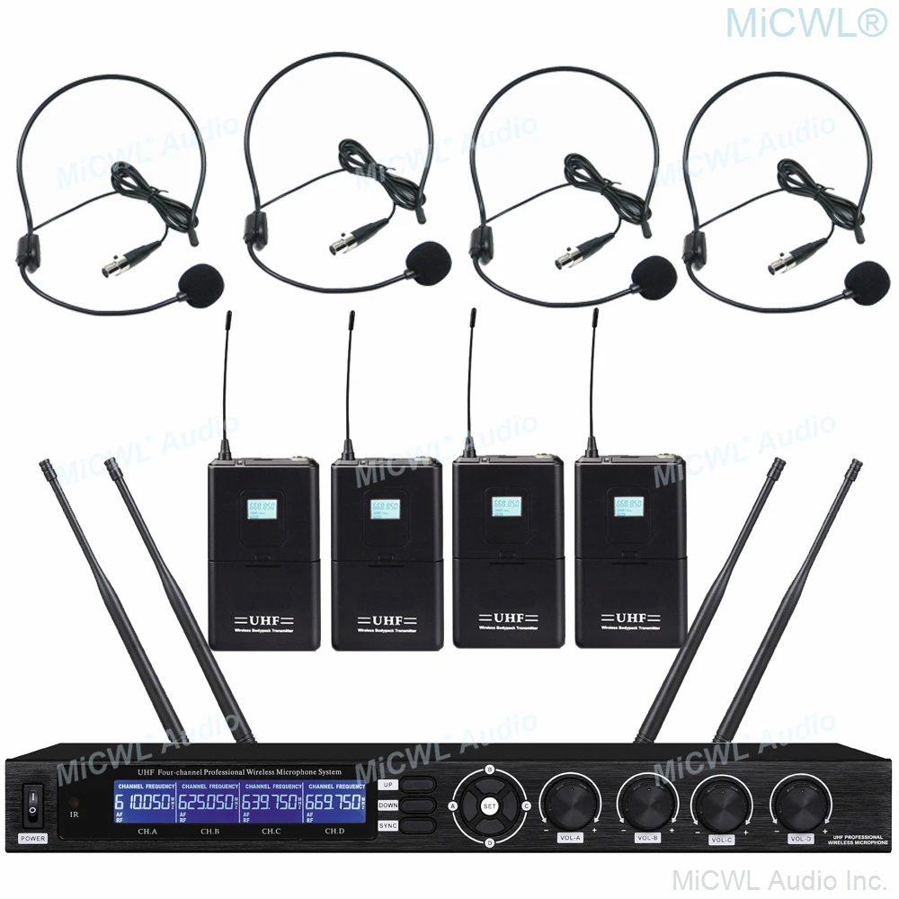 Professional 8 + 4 Channel Wireless Karaoke Headset Microphones Digital Feedback Reduction 9 Channel Mixer 6400W Power Amplifier