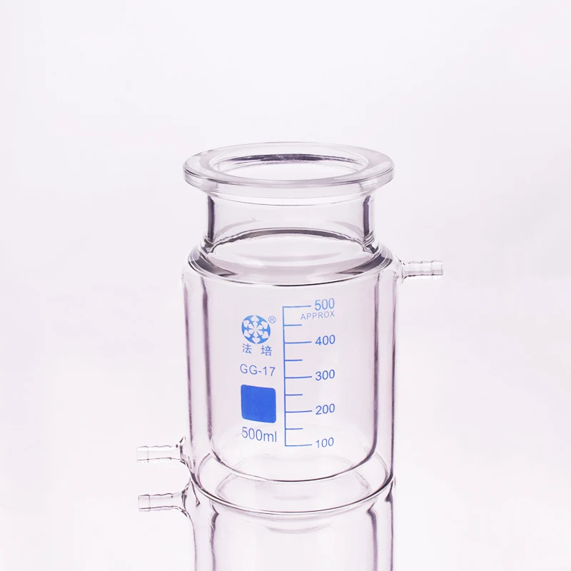 

Double-layer cylindrical flat bottom open reactor bottle,500ml with tick mark,100mm flange outer diameter,Reaction flask