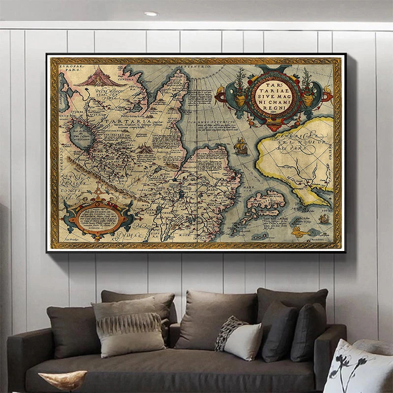 150 * 100 cm Vintage Plakat Mapa Świata Włóknina Płótno Malarstwo Wall Art Obraz Dekoracyjna Karta Salon Dekoracja Domu