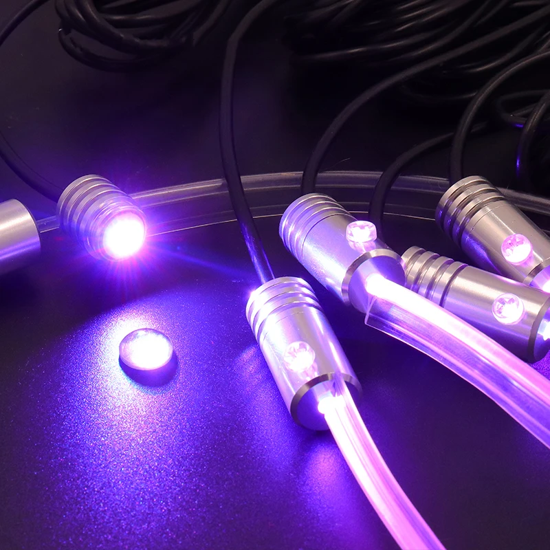 Tira de luz de fibra óptica para Interior de coche, 6 en 1 LED RGB luz ambiental, Control por aplicación, música DIY, banda de fibra óptica de 8M