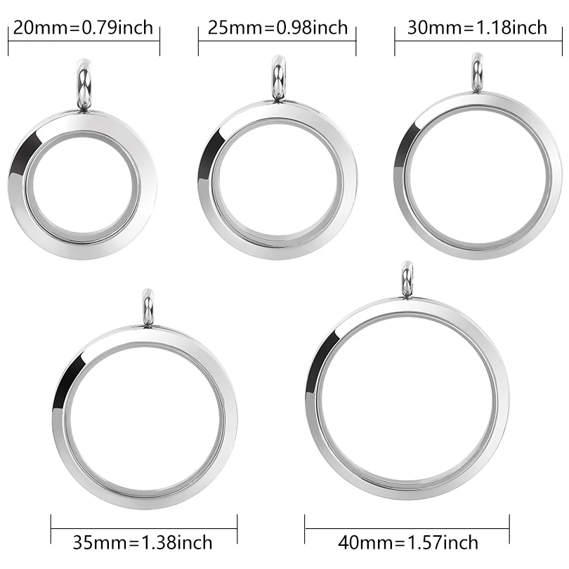 1Pc 20/25/30/35/40mm Round Memory Floating Medaillon Locket Charms Pendant For Living Photo Relicario Necklaces Jewelry Making