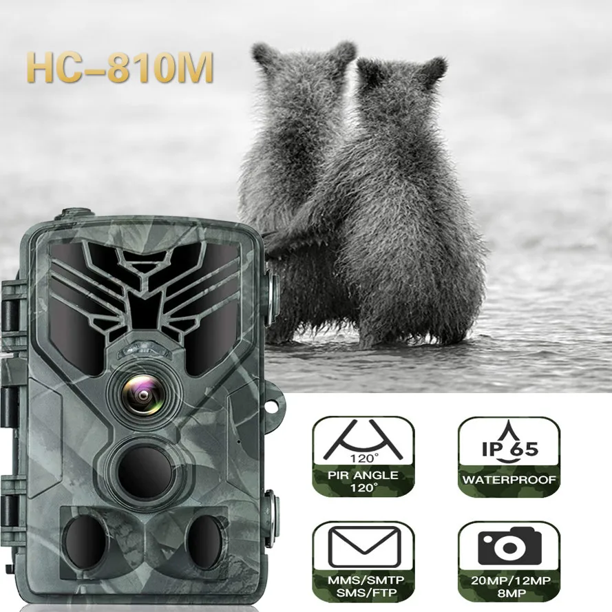 Suntekcam Hunting Camera Trail Cameras SMS/MMS/SMTP 2G 20MP 1080P HC810M Photo Traps 0.3s Trigger Time Trap Wildlife  Wireless