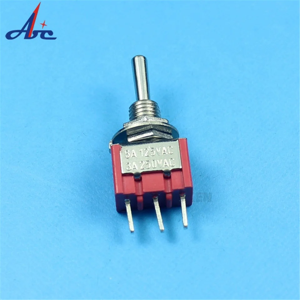 10pcs/Lot SPDT 3Pins 2Position ON-ON Miniature Rocker Toggle Switch,PCB Lug,3A/250VAC,5A/125VAC.