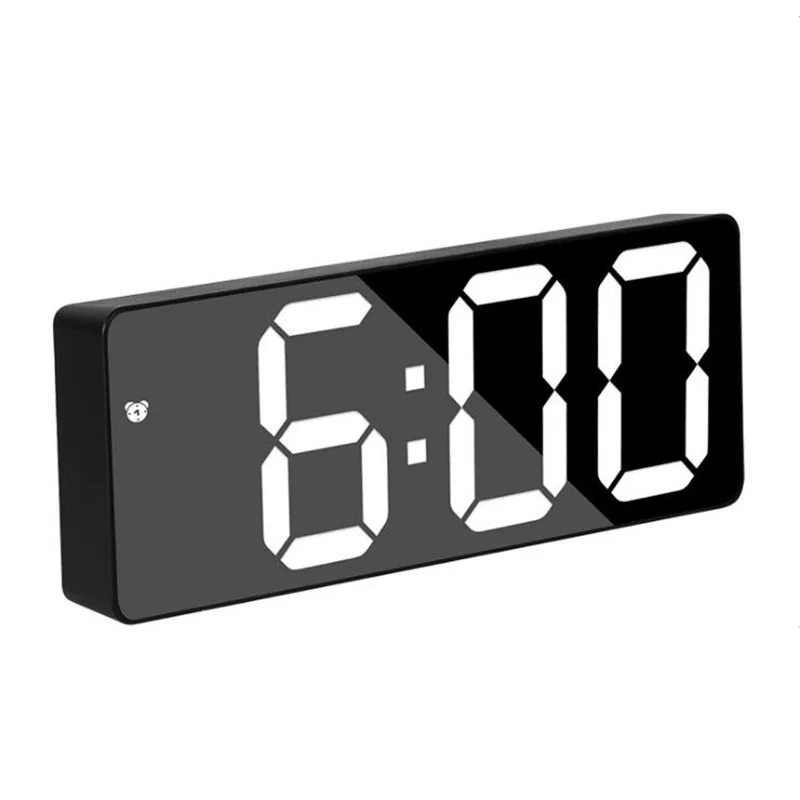 Acryl/spiegel digitale wekker Spraakbesturing (werkt op batterij) Tafelklok Snooze Nachtmodus 12/24H Elektronische LED-klokken