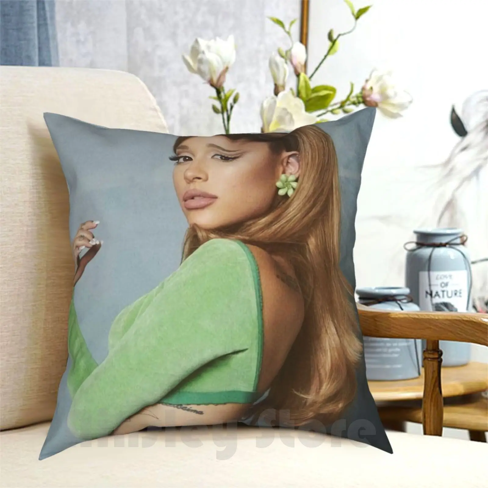 Classic Women Arianas Pillow Case Printed Home Soft DIY Pillow cover Pop Womens Beautiful Girls Music Cover Grandes