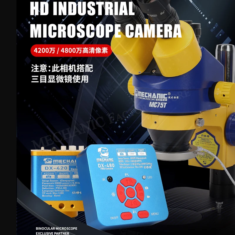 Monteur DX-420 4200W Pixels DX-480 4800W Pixels Usb Hd Industriële Camera Trinoculaire Microscoop Camera Voor Telefoon Cpu Pcb reparatie