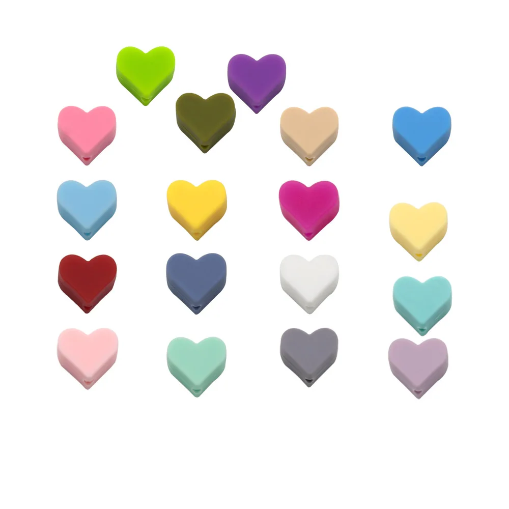 10PCs Heart Teether Pacifier Pendants Accessories Chain BPA Free Chewable Teething Soft Baby Product Food Grade