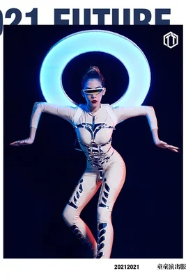 Future Show bodysuit Cyberpunk technology luminous gogo clothing women's suit halo backboard nightclub bar costume