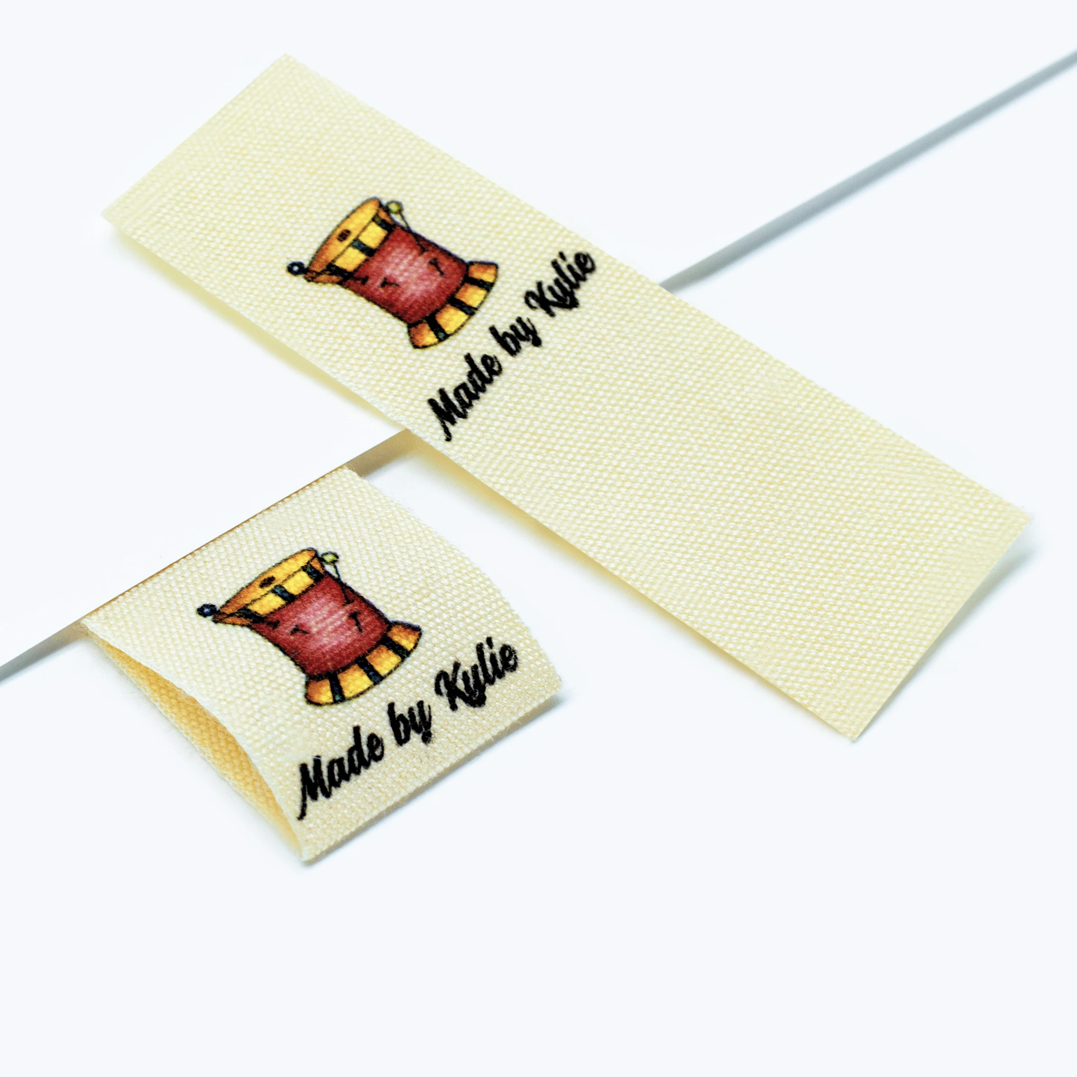 

Custom Sewing label, Logo or Text - fold Tags, Personalized Brand , Printing Labels, sew on label (FR064)