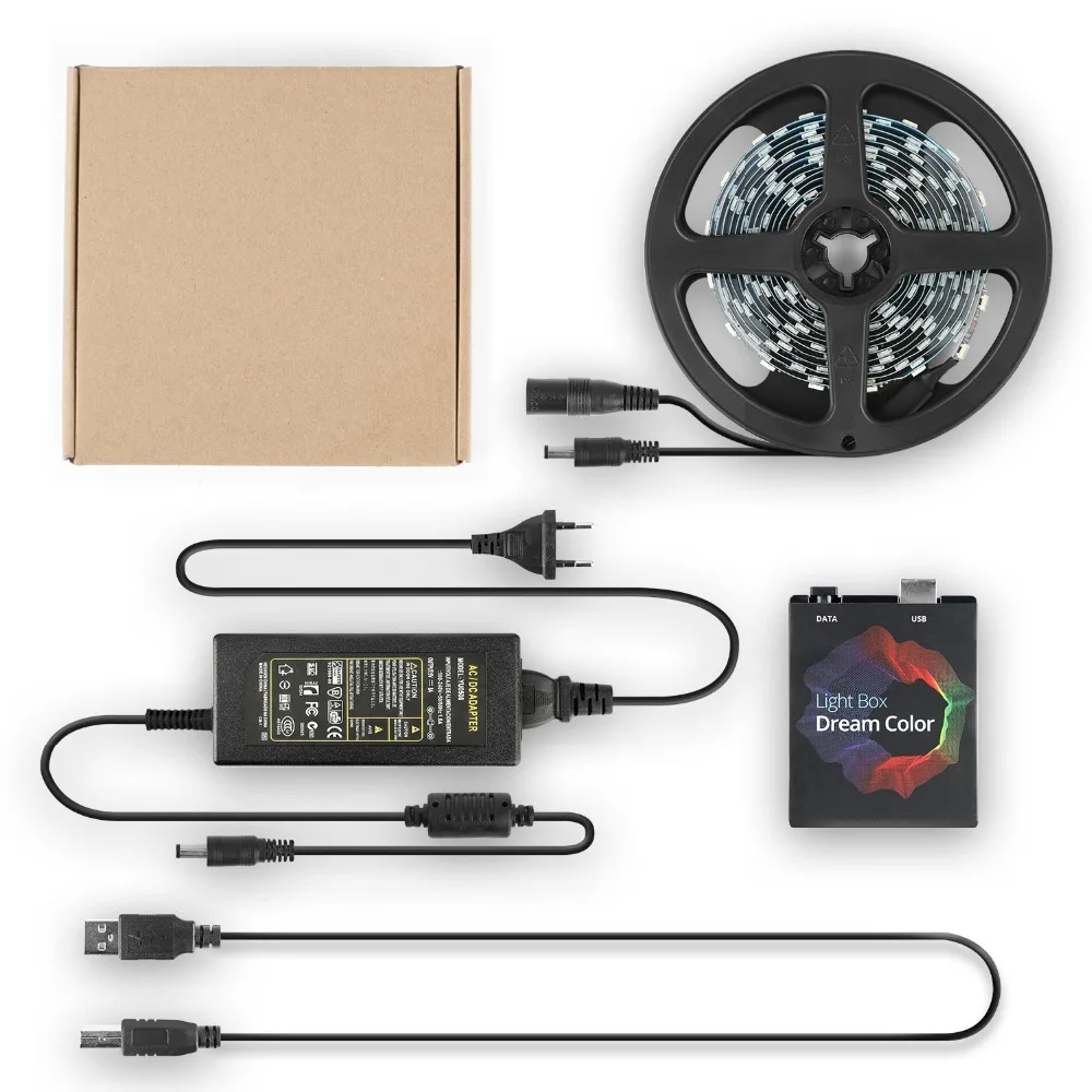 1/2/3/4/5m DIY Ambient TV PC Dream Screen USB LED Strip HDTV Computer Monitor Backlight Addressable WS2812B LED Strip Full Set