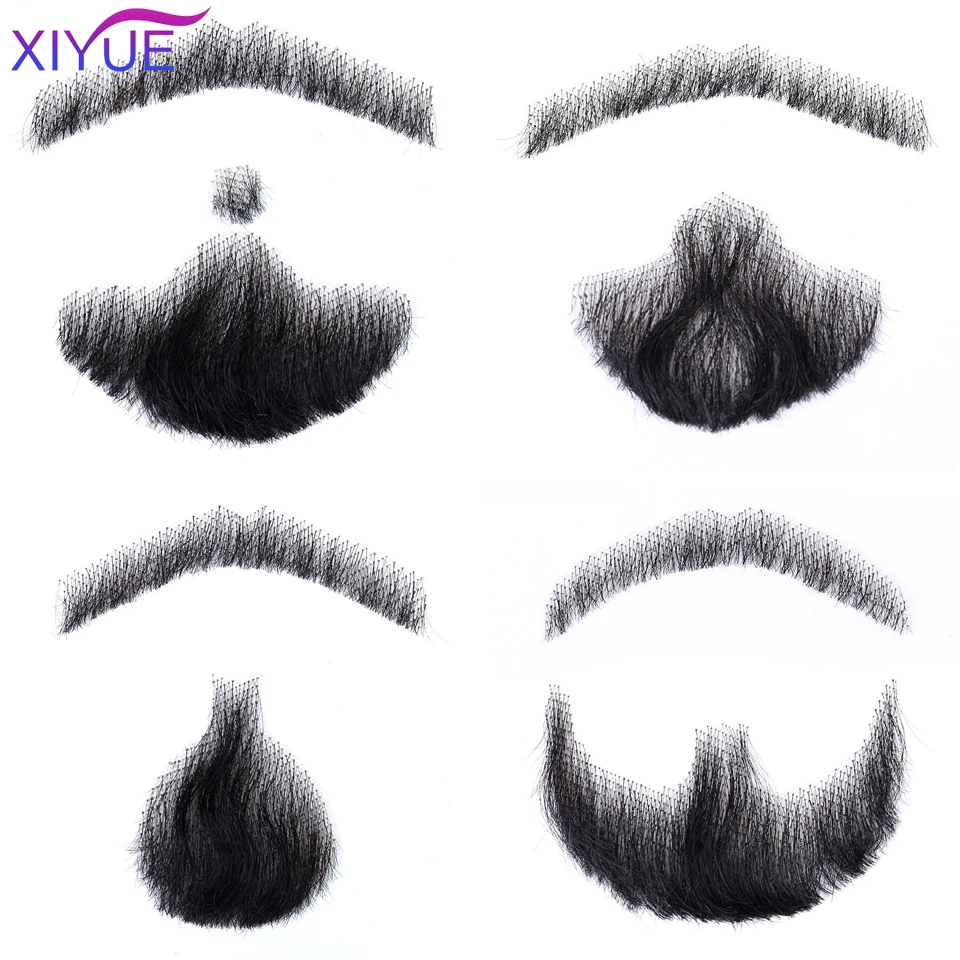 Handmade Real Hair Fake Beard and Moustache for Makeup and Party