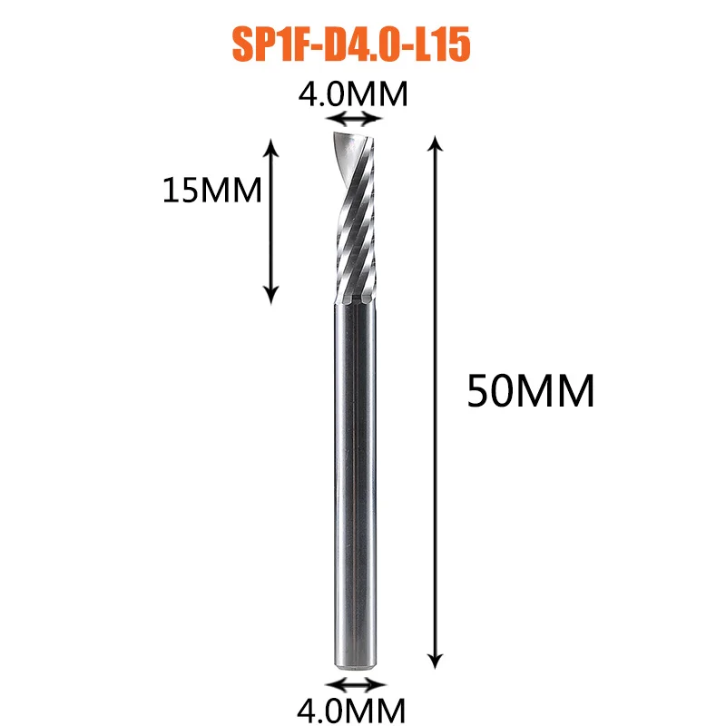 1 st Dreanique O Fluit Spiraalfrees Frees 3D Graveren Carving Enkele Fluit Bit Voor Houtbewerking Acryl ACM Aluminium
