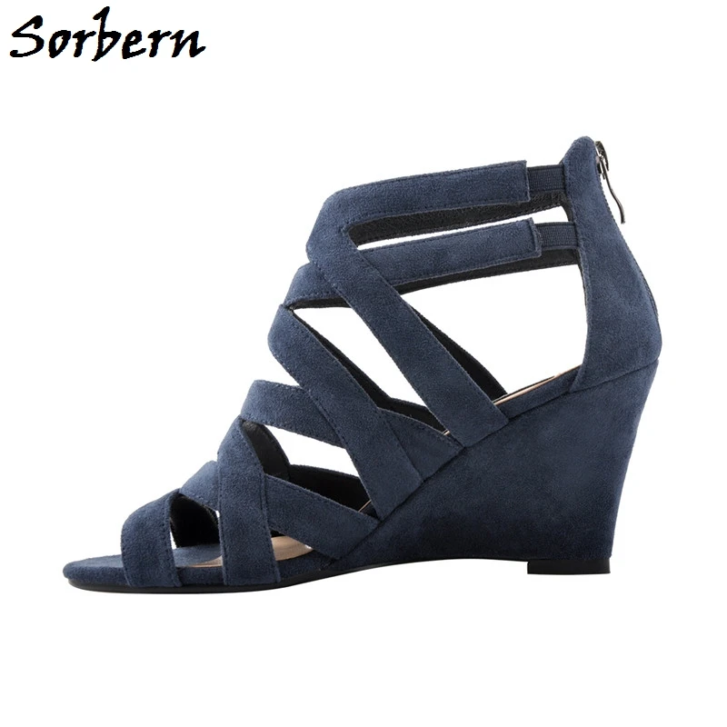 

Sorbern Fashion Wedges Heels Sandals Summer Shoes Ladies Back Zipper Run Way Shoes For Women Comfortable Lady Sandals