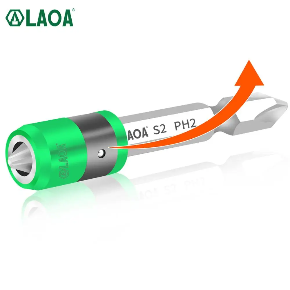 LAOA S2 1/4 “Screwdriver Bit With Magnetic Ring 6.35MM Electric Screwdriver bits and Strong Magnetism Ring