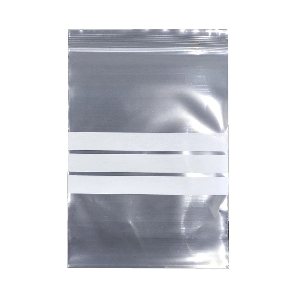 100Pcs Clear Plastic Zip Lock Bag with Writable Line Self Grip Seal Resealable Reusable Food Candy Snack Storage Pack Pouches
