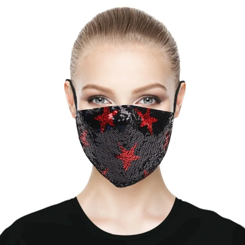 Sequin Color Mask Adult Dustproof Fashion Breathable Cotton Washable Sunscreen Summer Life Mask Earmuffs