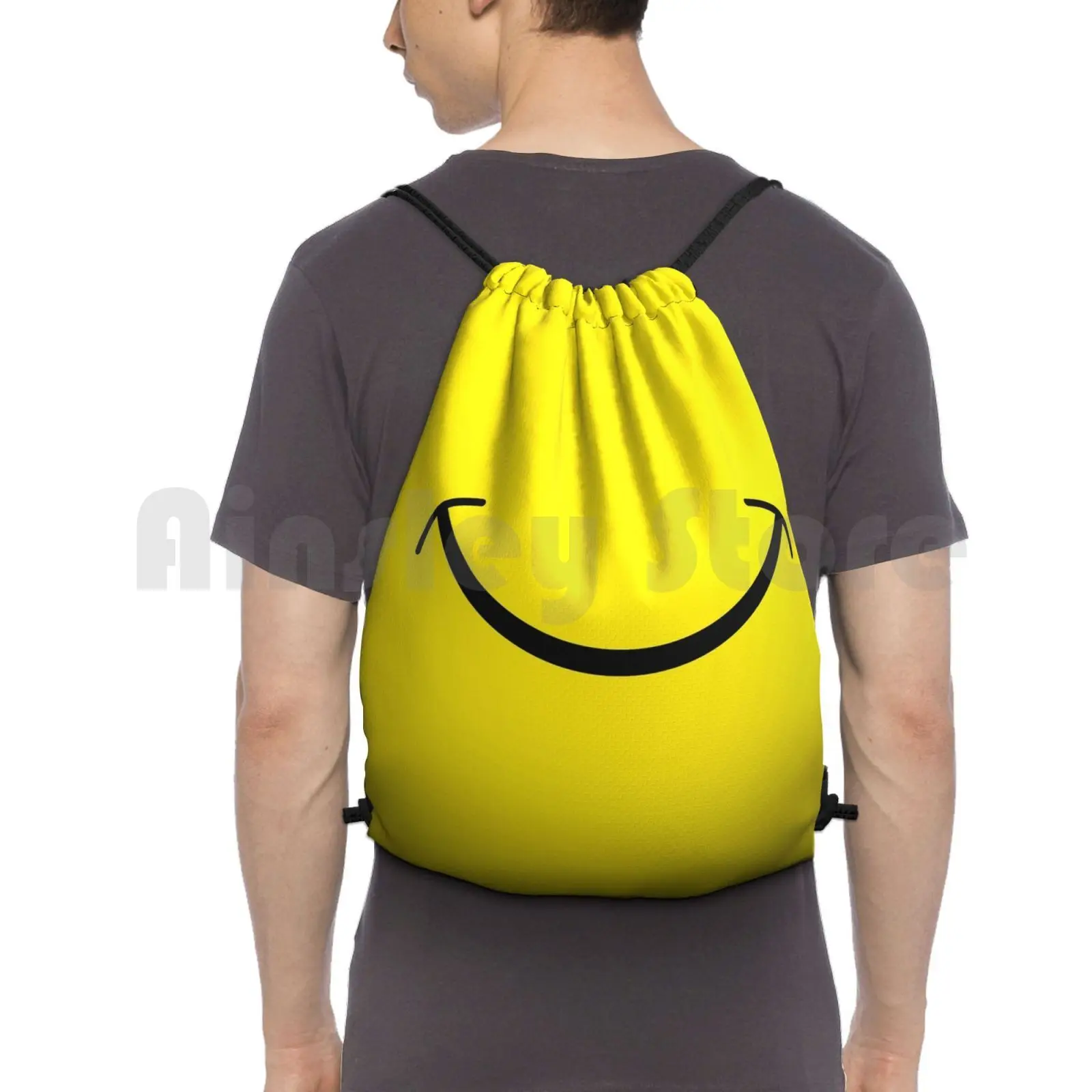 

Happy Face Mask Backpack Drawstring Bag Riding Climbing Gym Bag Face Happy Funny Funny Cool Cool Face Smile Retro Artsy