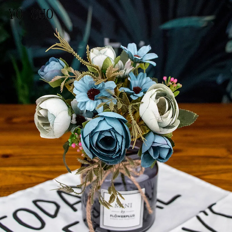 YO CHO ramos de novia pequeños, rosas de seda, ramo de flores, accesorios de boda, ramos de boda para decoración de damas de honor