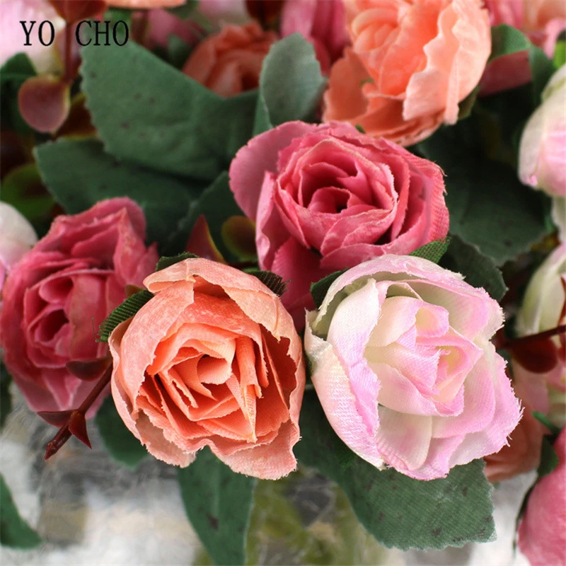 YO CHO-ramo de flores artificiales de seda, 21 cabezas, Retro, para decoración de bodas y fiestas en casa