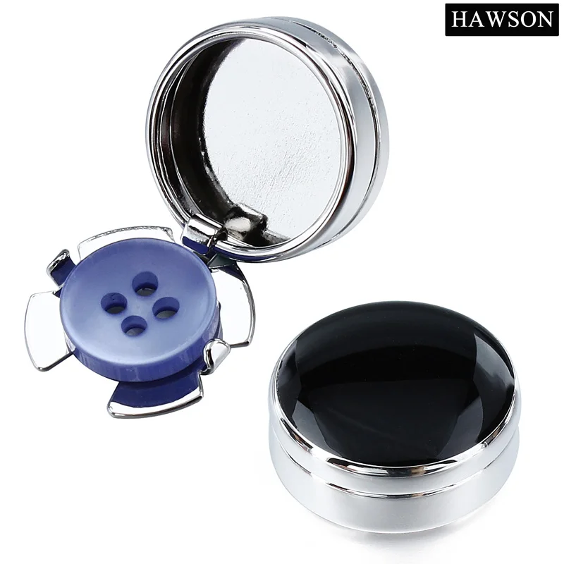 Blue & Black Enamel Men Cufflinks Button Cover Mens Wedding Dress Cover Buttons Jewelry Elegance Cuff Links