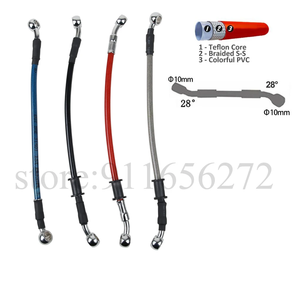 Short 27 34 40MM Motorcycle Hydraulic Brake Hose Line Cable 10mm Banjo for Suzuki Yamaha honda Pipe Line Braided oil hose