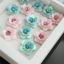 AHYONNIEX 10pcs/lot Mini Sequins Flowers Beads Patches Sew On Beading Applique Clothes DIY Earrings Shoes Bags Supplies