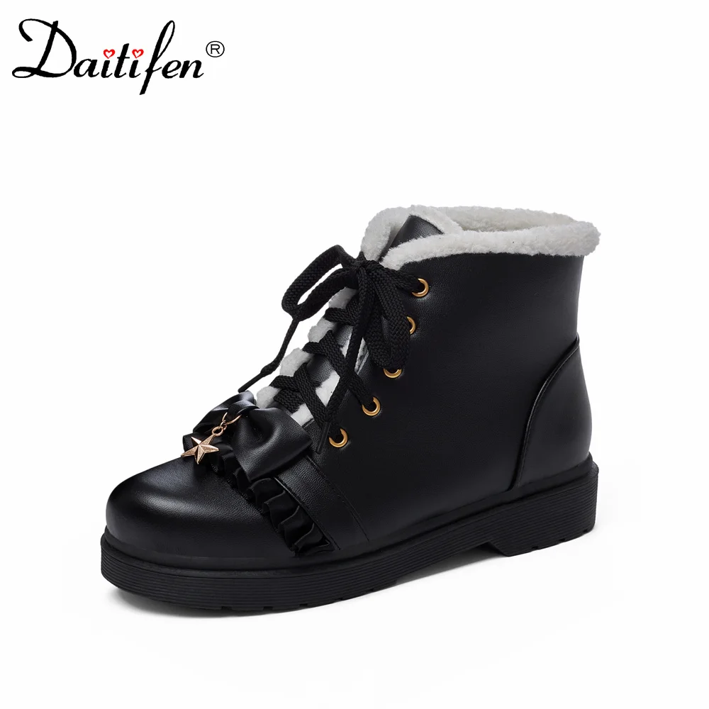 

Student JK Lolita Shoes Sweet Ankle Boots Fashion Women Matin Boots Butterfly-knot Shoes Wedges Female Winter Shoes