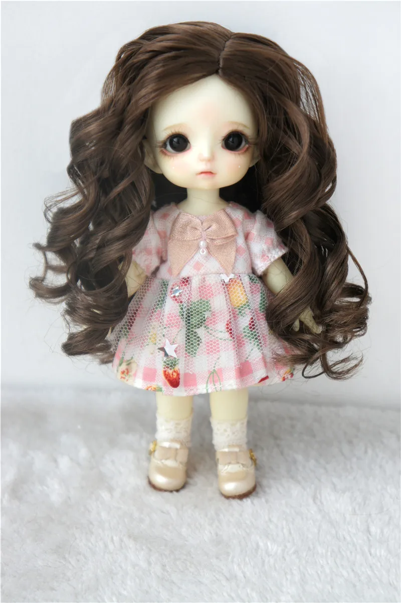 JD340 1/12 1/8 4-5 pollici 5-6 pollici Lady Roll ricci da ragazza Sauvage mohair sintetico parrucche BJD Lati bianco piccoli accessori per bambole