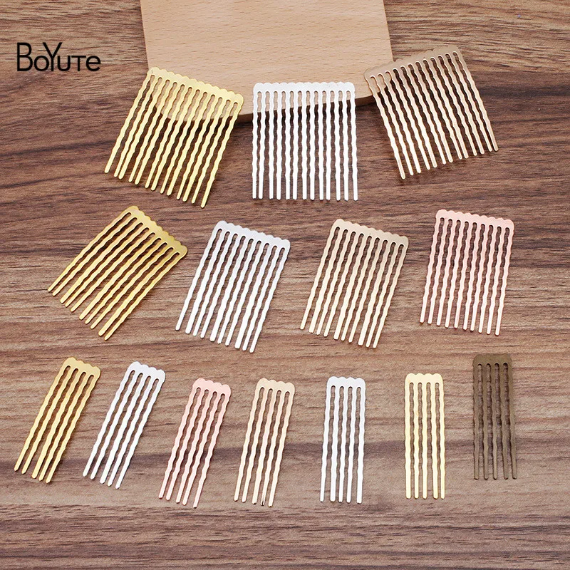 BoYuTe (20 Pieces/Lot) 50MM Height 5/10/13 Teeth Metal Brass Hair Comb Materials Diy Handmade Hair Accessories