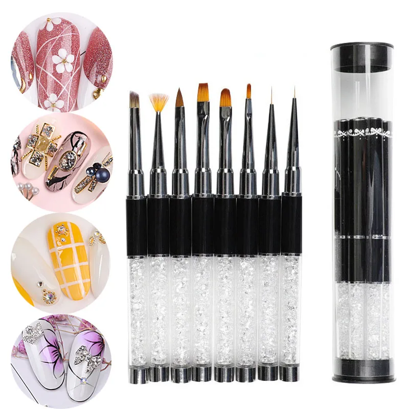 Phototherapy Uv Gel Nail Art Builder Pen Kit Nail Art Design Brush Set With Diamond Rod Line Carving Drawing Pen Manicure Tool