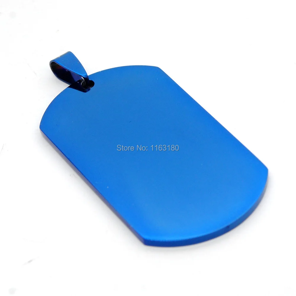

50pcs/lot Personalied Customied Military Army ID Stainless Steel Name Blank Dog Tags Pendant Rectangle Jewelry Blue Color