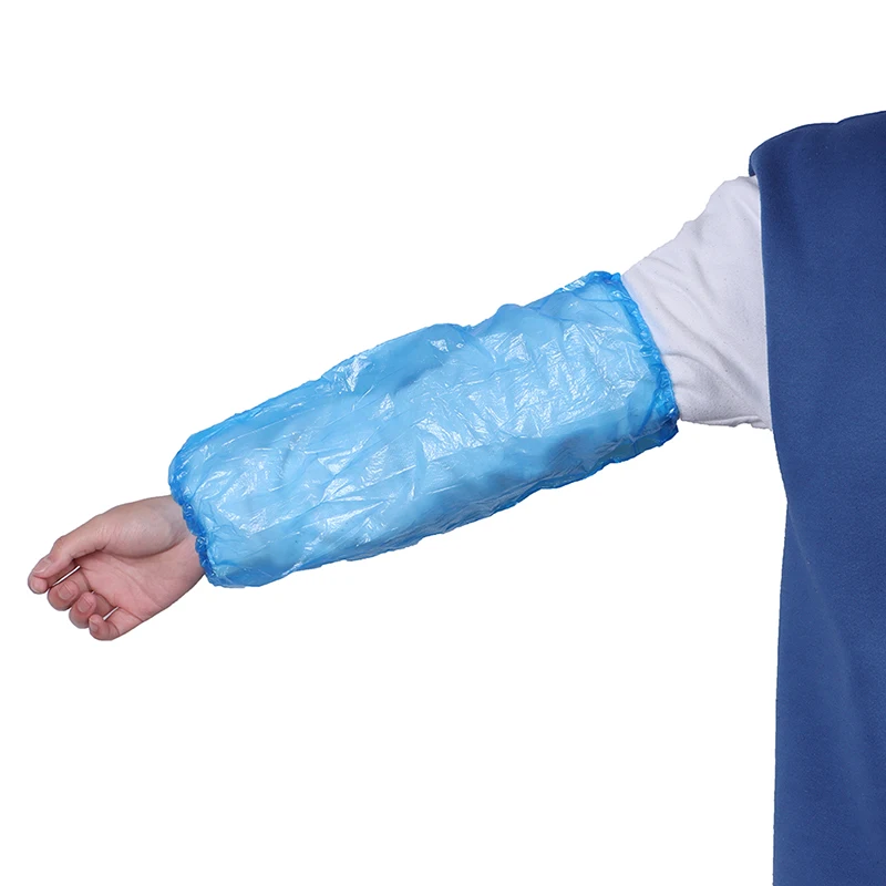 20ps ambiental descartável protetor pe mangas cobrir não tóxico elástico doméstico plástico durável braço de limpeza à prova dwaterproof água