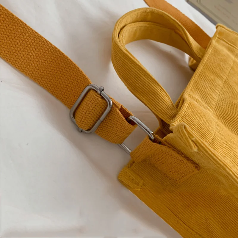 Women Corduroy Shoulder Bag Portable Small Cotton Canvas Handbag Casual Tote Female Eco Crossbody Bag Lightweight Shopper Bag