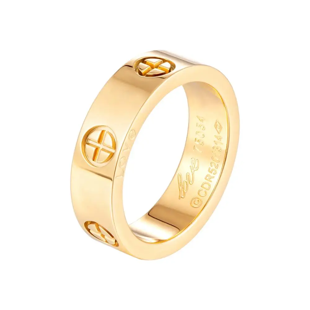 Fashion Cross Stainless Steel Men Women Ring Lover Couple Luxury Jewelry  Gold Color Wedding Party Gifts