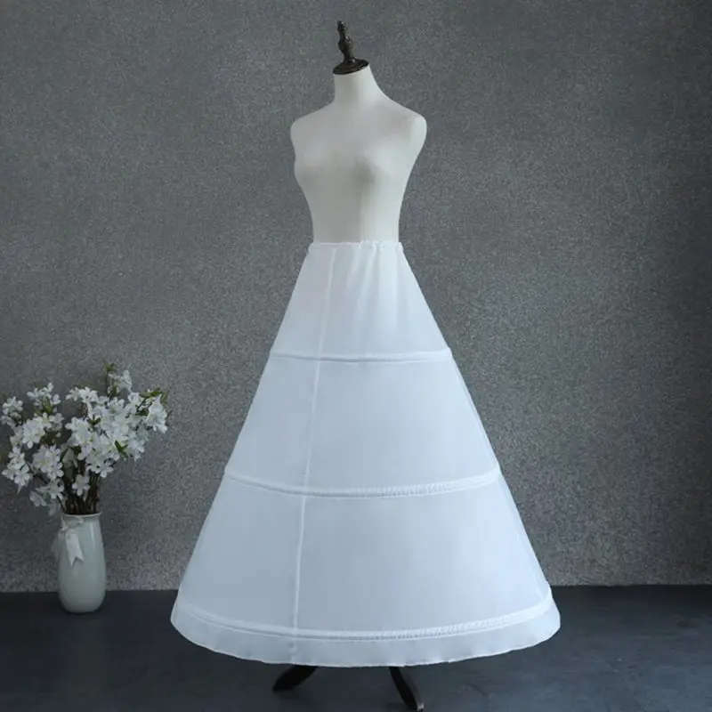 Frauen Einstellbare Taille 3 Hoop A-Line Hochzeit Braut Petticoat Krinoline Einzigen Schicht Weißen Ballkleid Halb Slip Unterrock