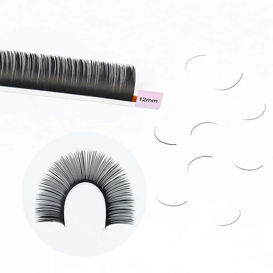 AGUUD 5Trays/Lot Super Black Ellipse Flat Eyelash Extension Individual Eyelash Split Tips Soft Silk Premium Ellipse Flat Lashes