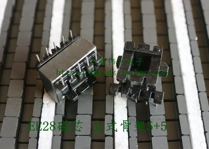 EE28 Magnetic Core Supporting Bakelite Skeleton Vertical 5+5 Ferrite Transformer Core EE28 Manganese Zinc PC40 Material