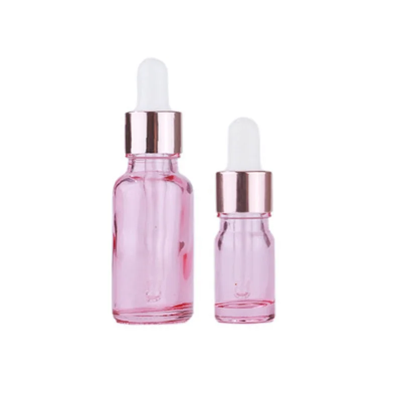 

20Pcs Glass Dropper Vials Clear Pink Purple 5ML10ML15ML 20ML 30ML Portable Empty Essence Essential Oil Refillable Packing Bottle