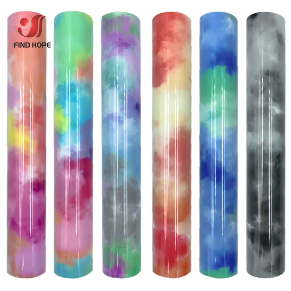 Clouds Rainbow Heat Transfer Vinyl Tie Dye Iron on Tshirt Heat Press Cut Film HTV Printing for Garment Craft Decor DIY