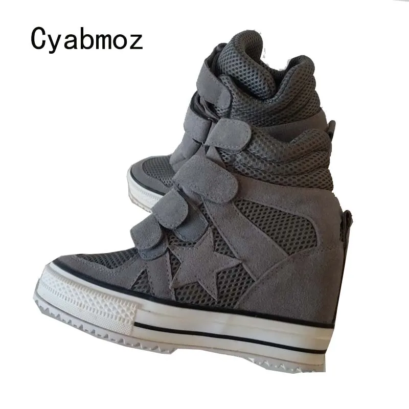 Cyabmoz Women Platform Sneakers Wedge Shoes Sexy Hidden High heels Height increasing Breathable Mesh Woman Casual Ladies Shoes