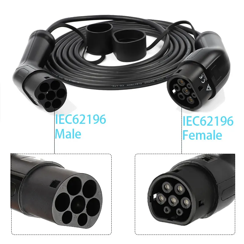 Mennekes-Cable de Carga para Coche Eléctrico, conductor Resistente al Agua IP66, 3 Fases, 1 Fase, Tipo 2, 3,5 KW a 22KW