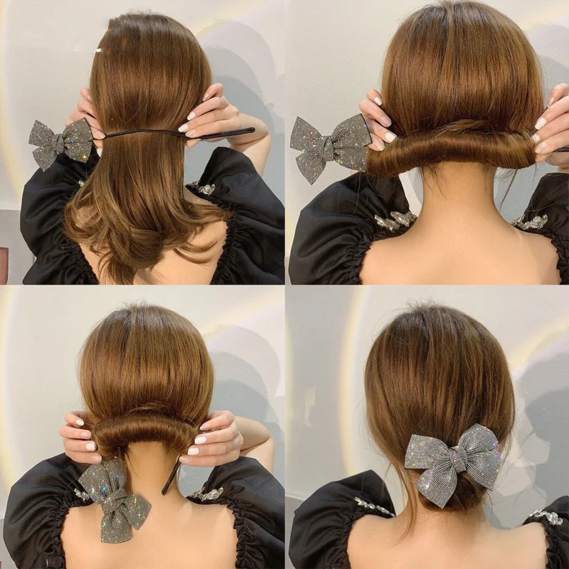 Korean Fashion Rhinestone Ball Hair Clips for Women Girls Hairpin Butterfly Plate Lazy Hair Stick Flower Hair Accessories